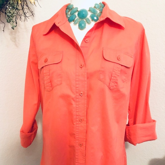 Light Orange Button Down Shirt - Picture 3 of 6